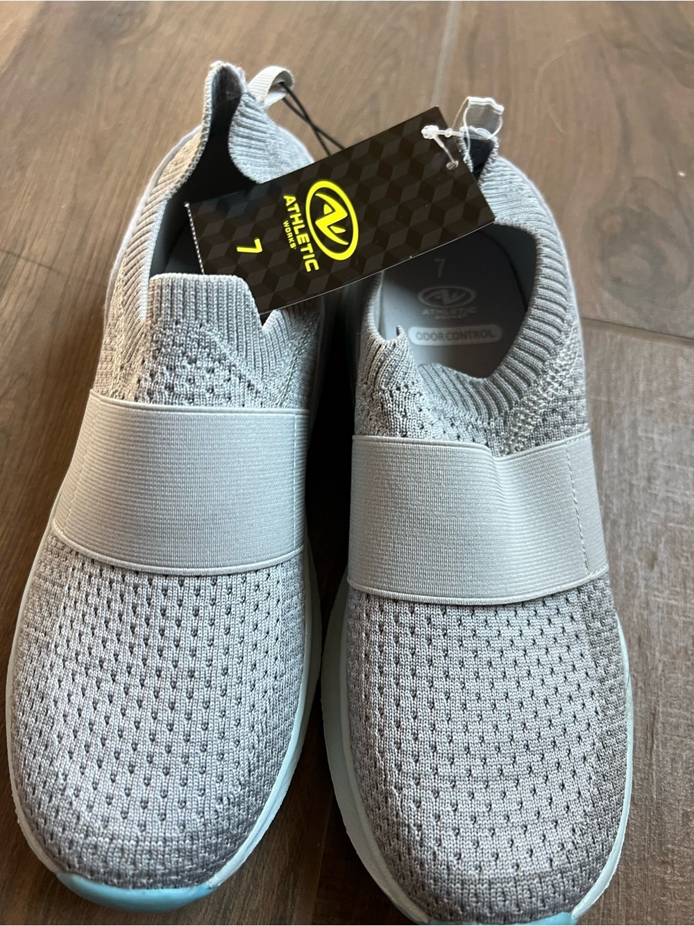 Athletic Works Gray Knit Slip-On Sneakers with Elastic Strap size 7 NWT $15